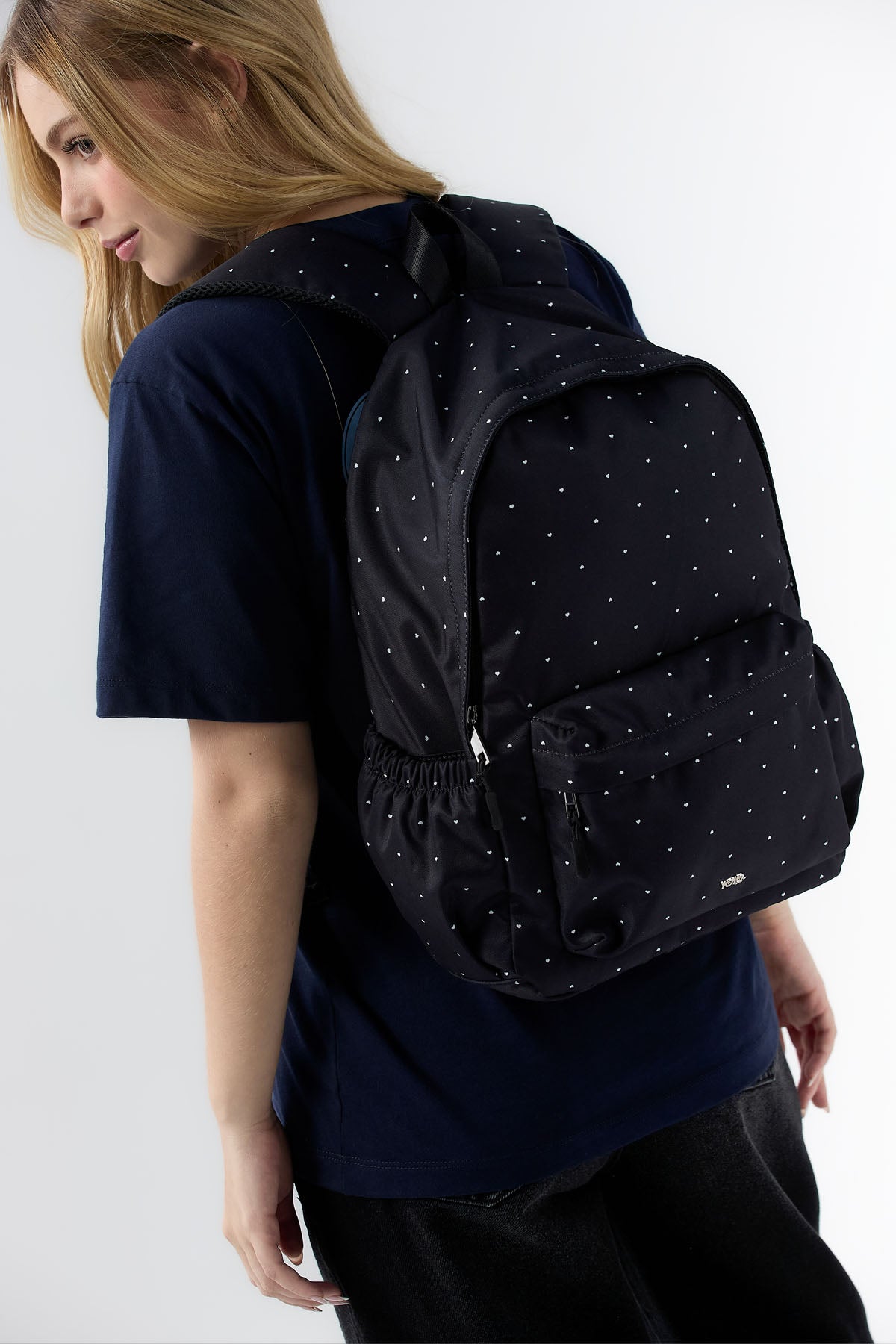 Morral negro estampado para jóvenes