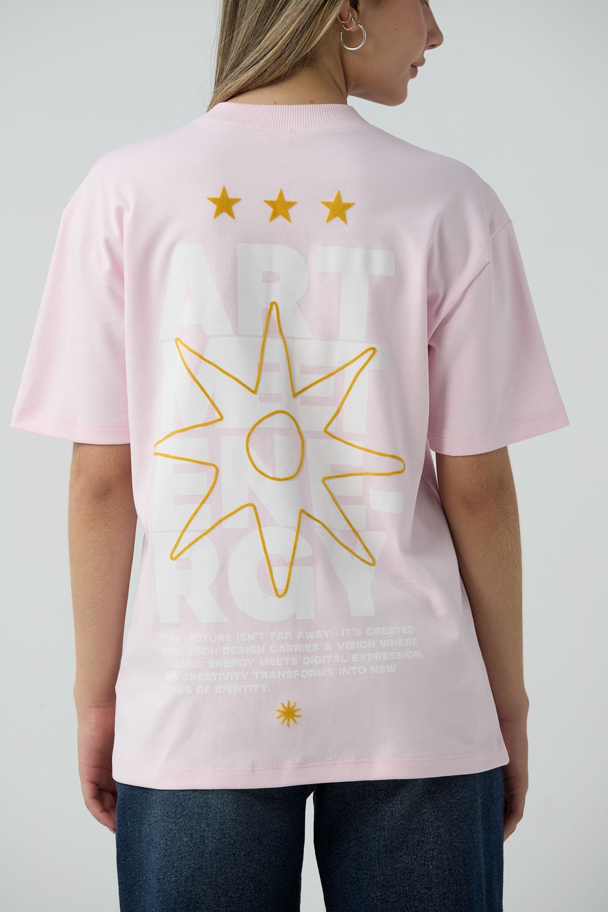 Camiseta rosa claro oversize para jóvenes