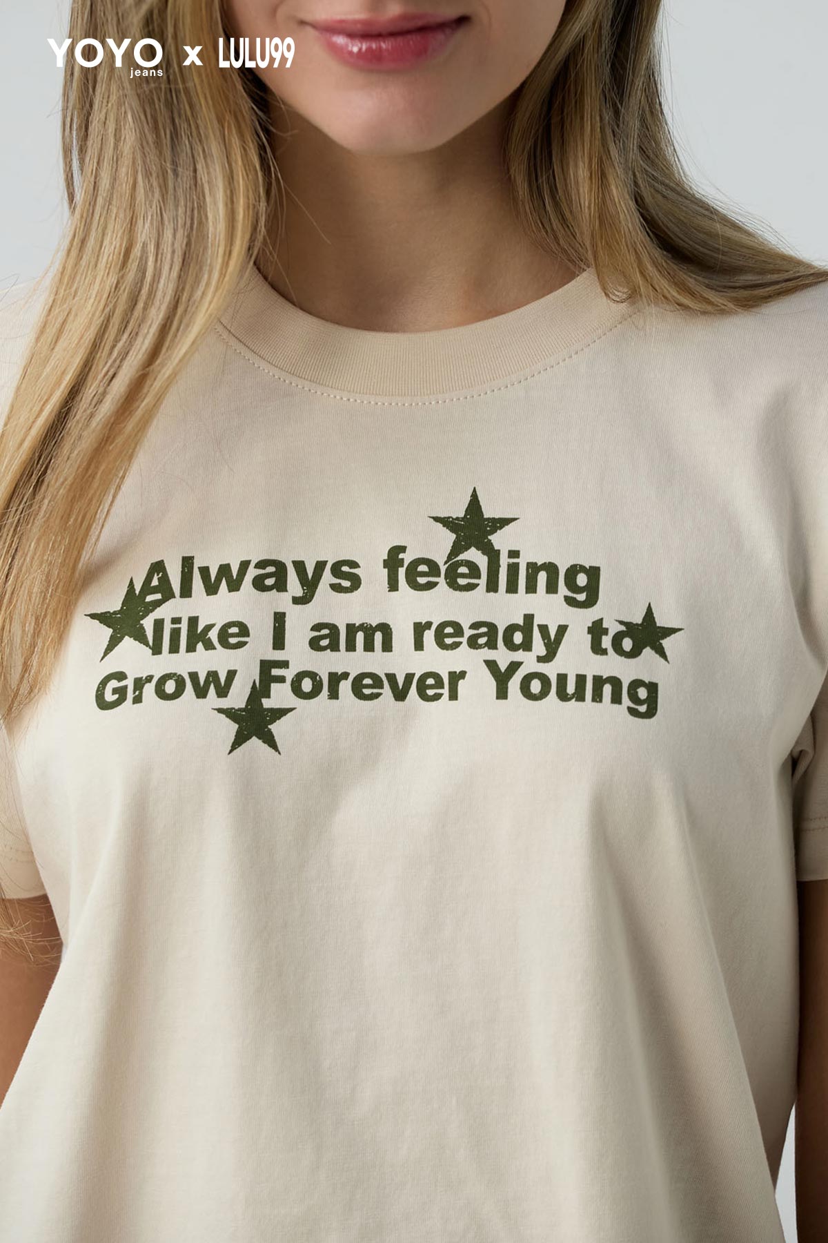 Camiseta marfil fondo entero para jóvenes