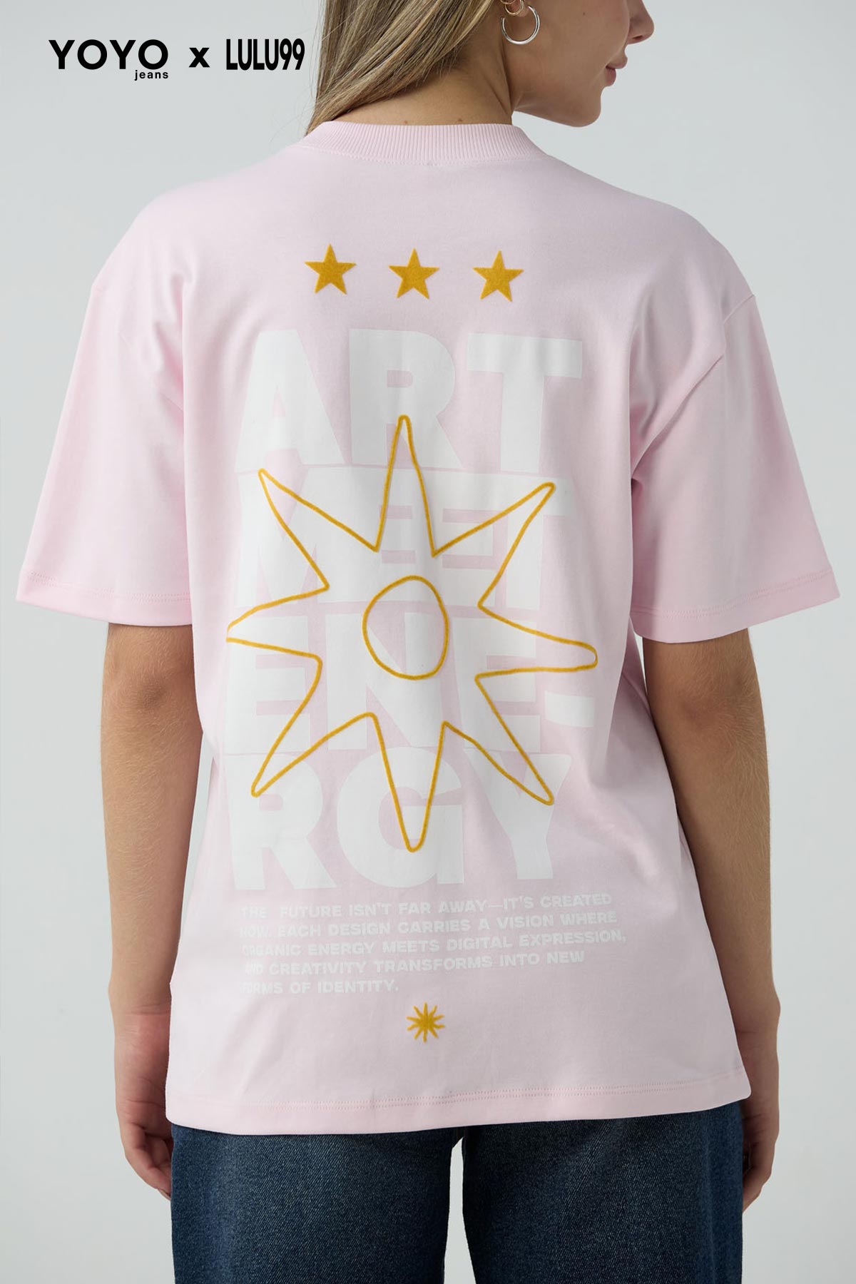 Camiseta rosa claro oversize para jóvenes