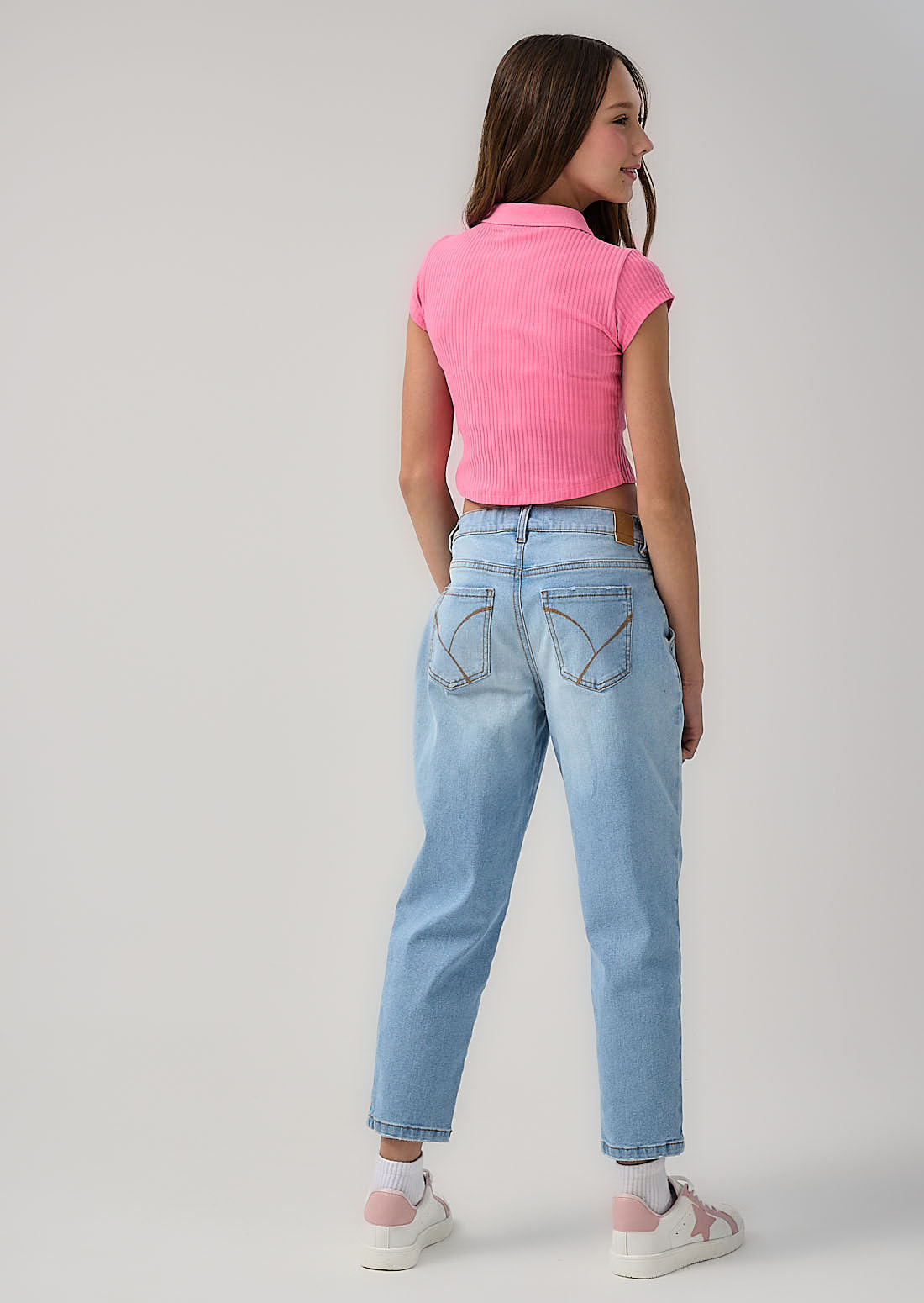 Jean baggy claro fondo entero para niñas