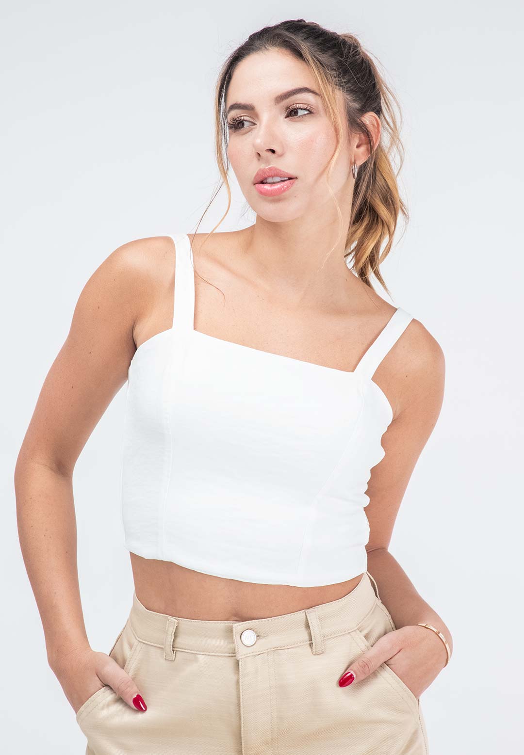 Blusa marfil con nido de abejas para mujeres