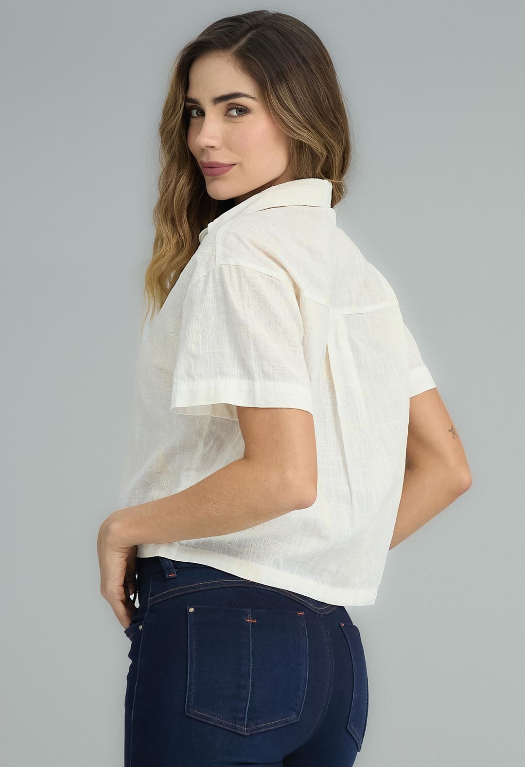 Blusa marfil estampada para mujeres