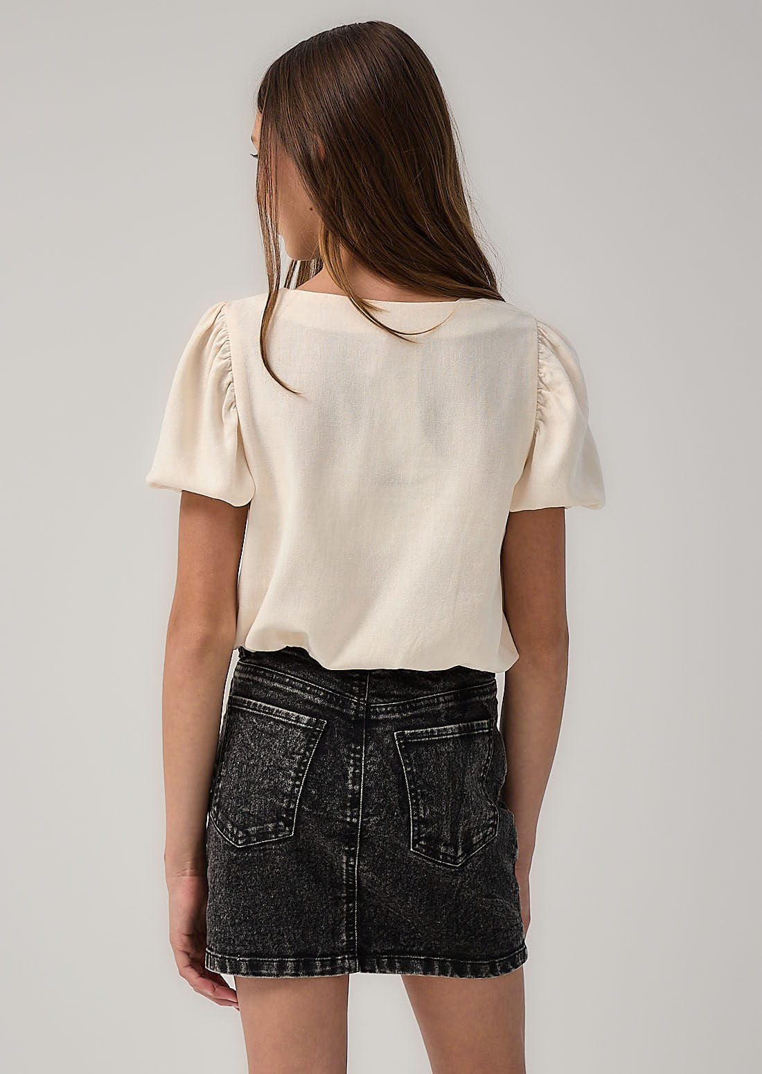 Blusa marfil manga bombacha para niñas