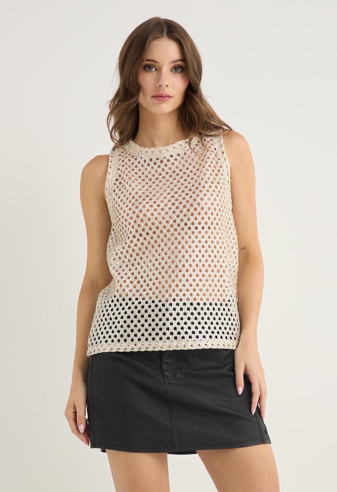 Blusa plateada tejida para mujer – Stop Jeans - Main Image