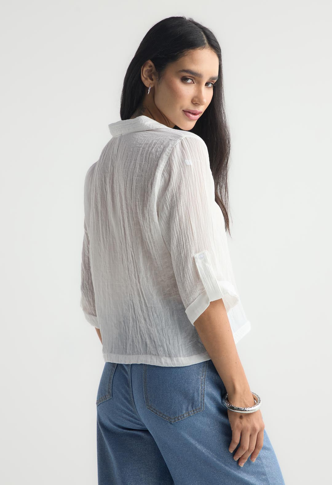 Blusa marfil manga 3/4 para mujer