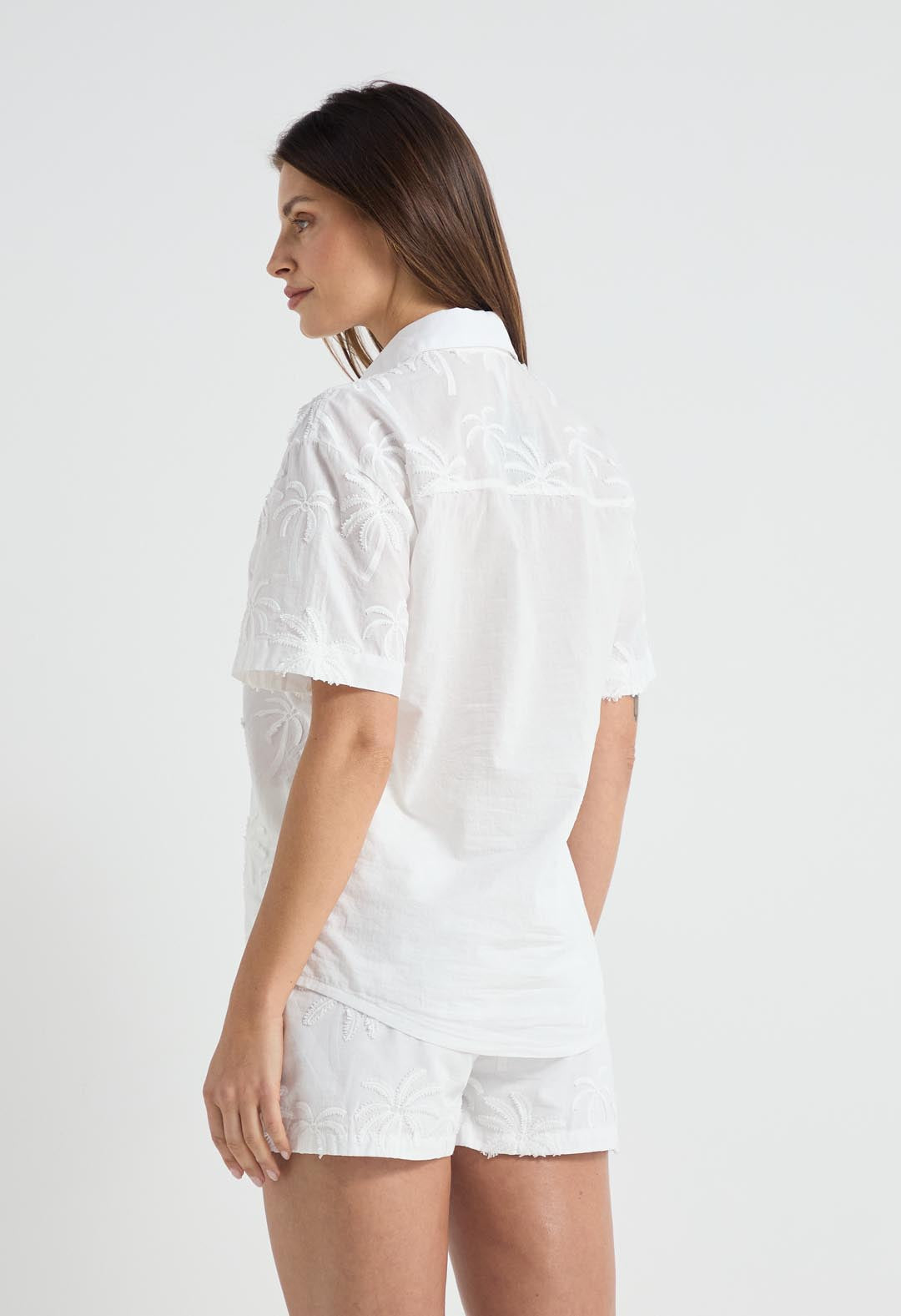 Blusa blanca manga 3/4 para mujer
