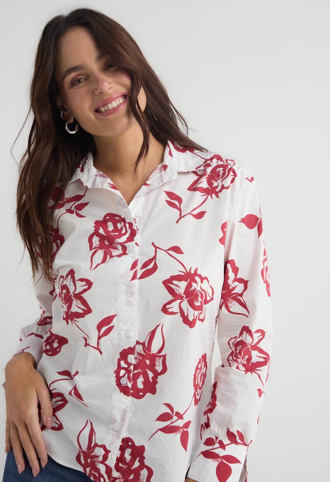 Blusa marfil manga larga para mujer