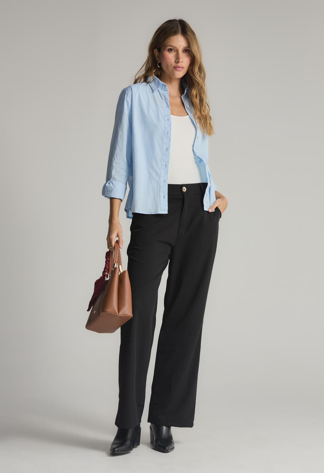 Blusa azul claro fondo entero para mujeres