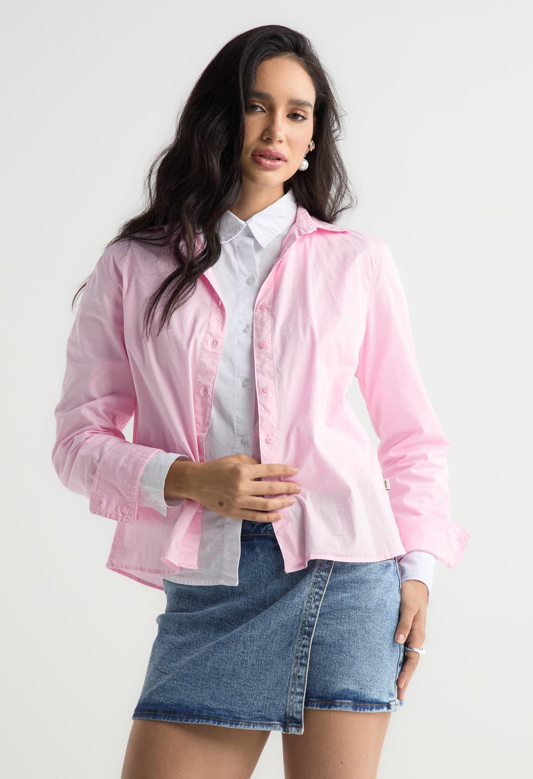 Blusa rosa claro fondo entero para mujer