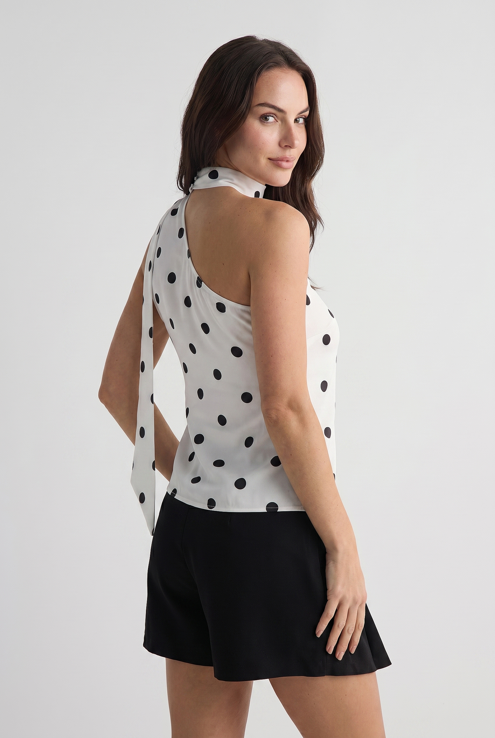 Blusa marfil manga sisa con pañuelo para mujer