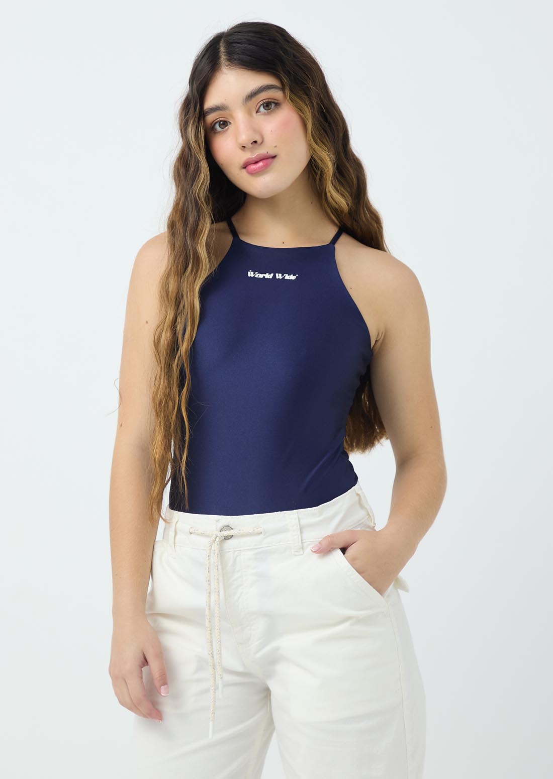 Body azul navy con escote cuadrado para jóvenes