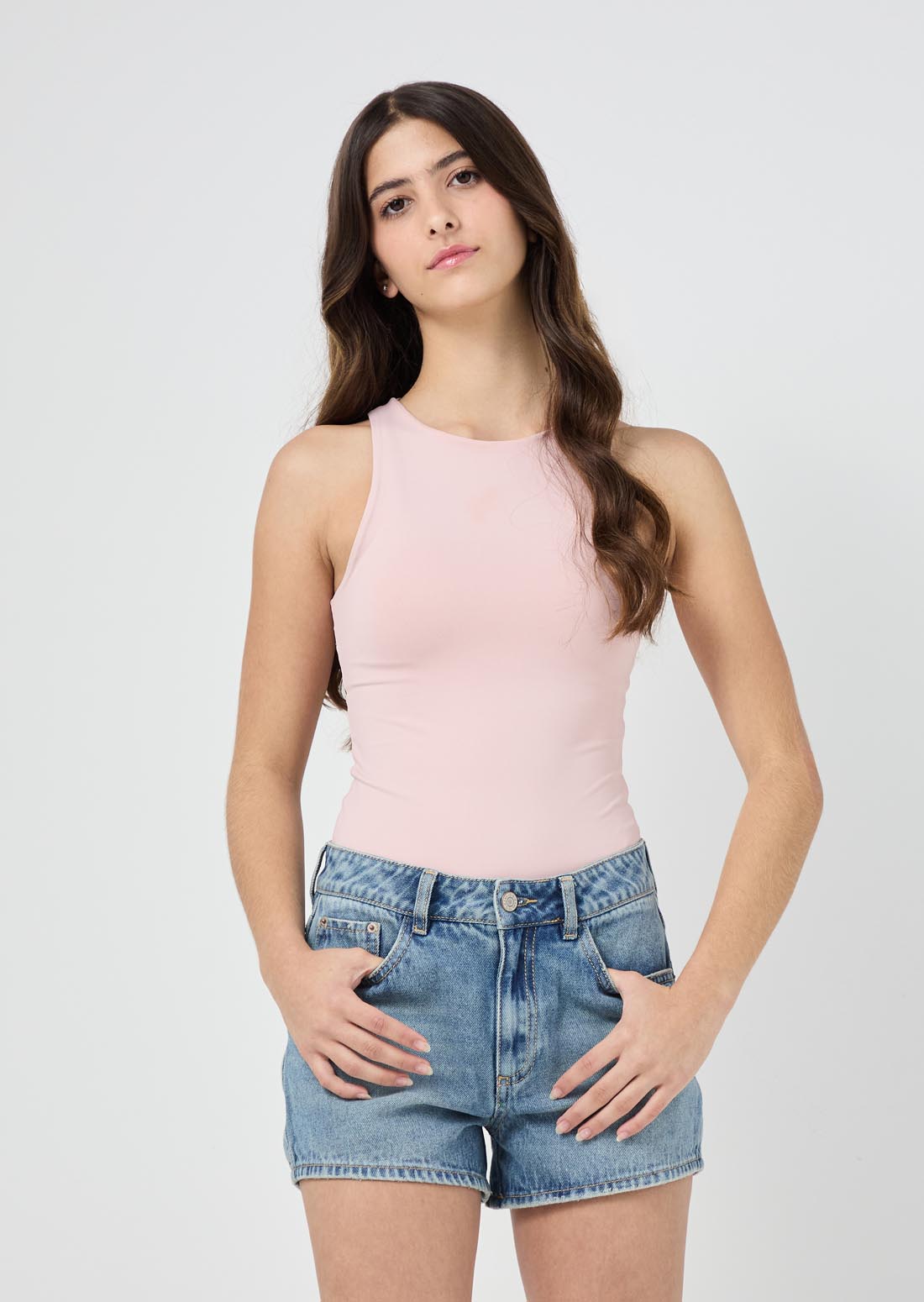 Body palo de rosa fondo entero para jóvenes