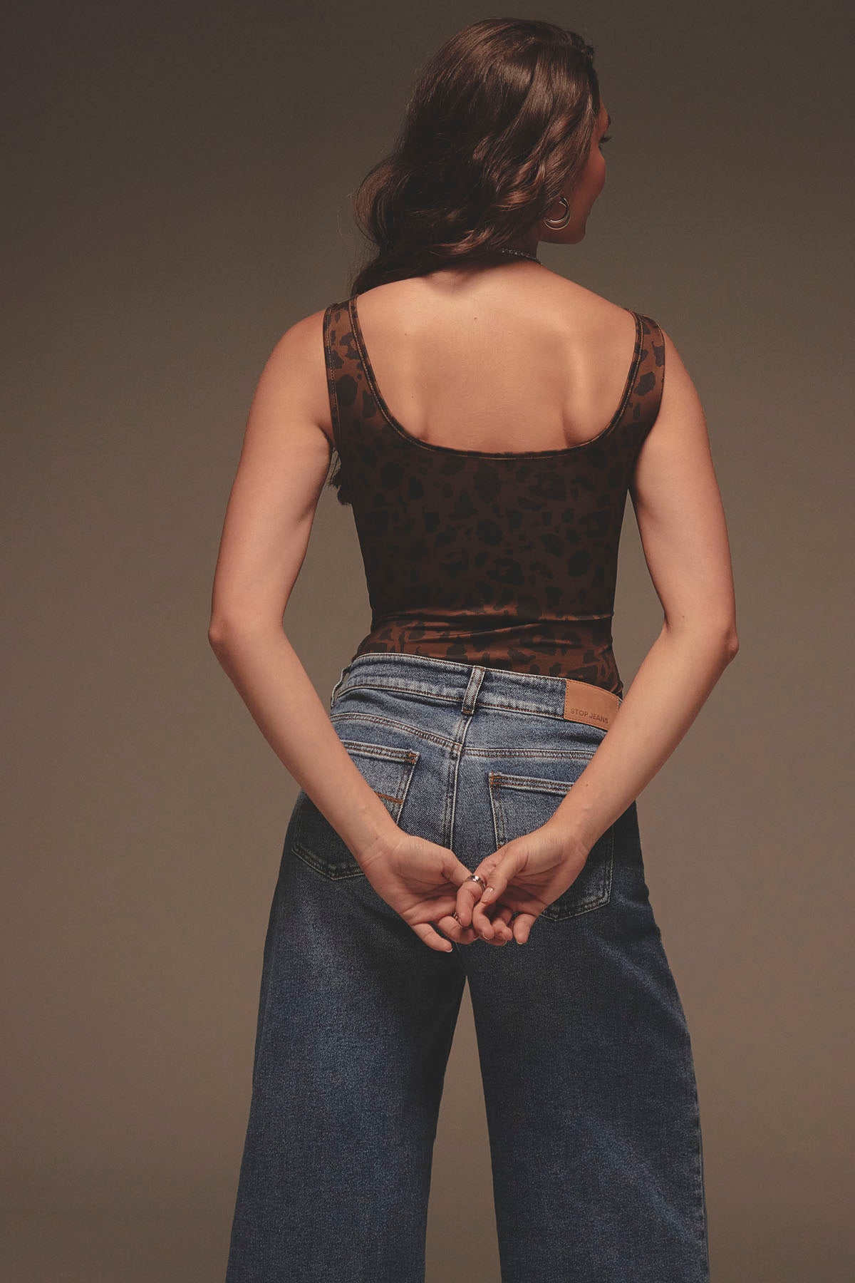 Body café oscuro estampado para mujer