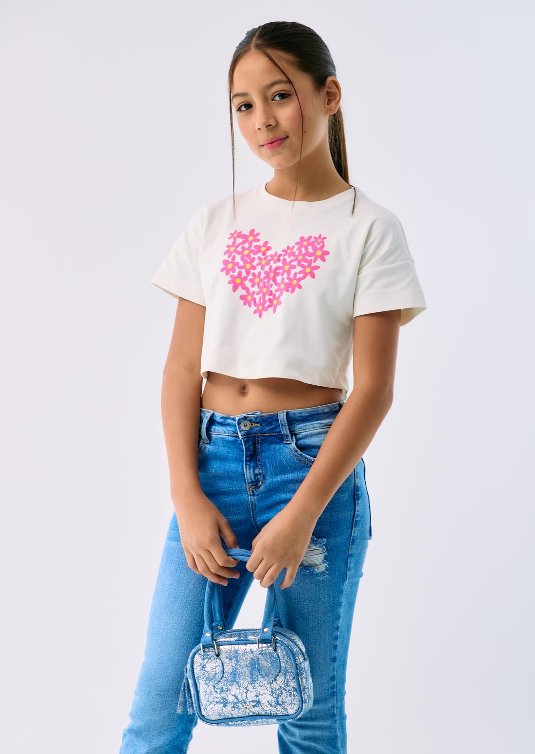 Bolso de mano azul con foil para jóvenes