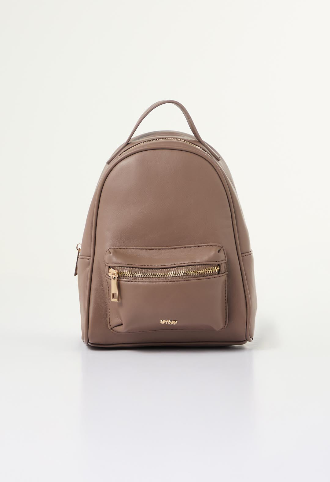 Bolso taupe tipo morral pequeño