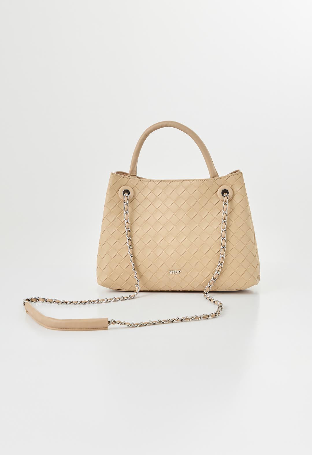 Bolso beige con efecto tejido