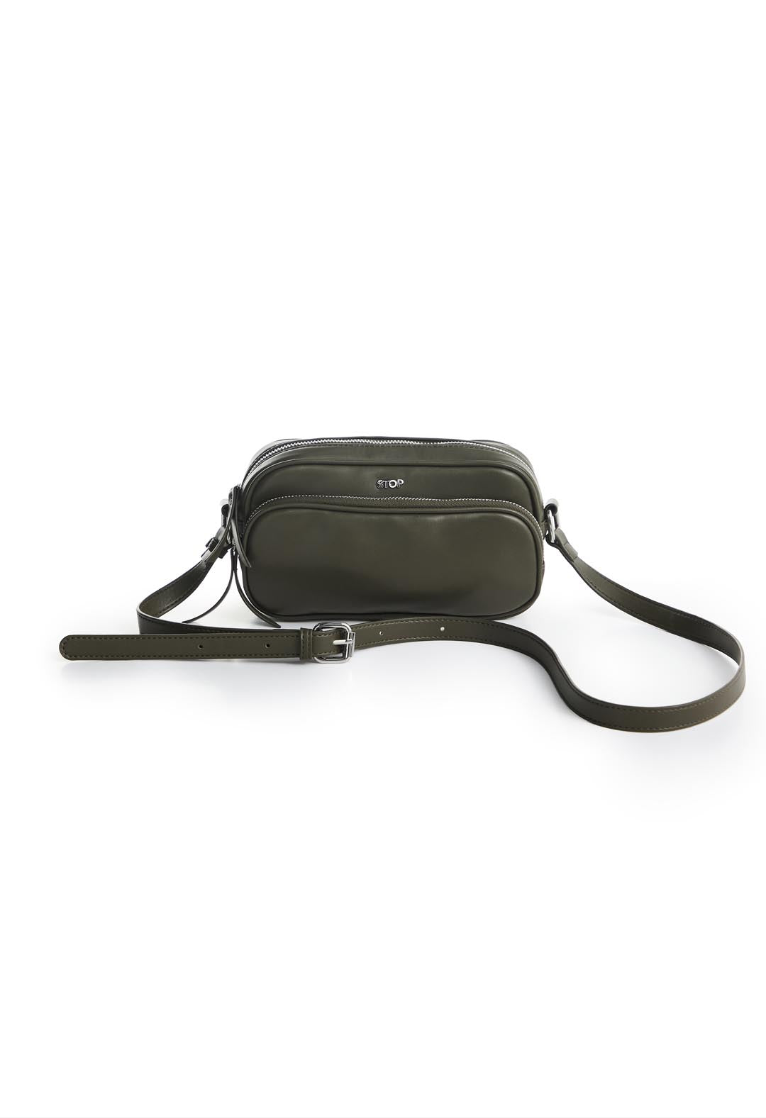 Bolso tipo bandolera verde con bolsillo
