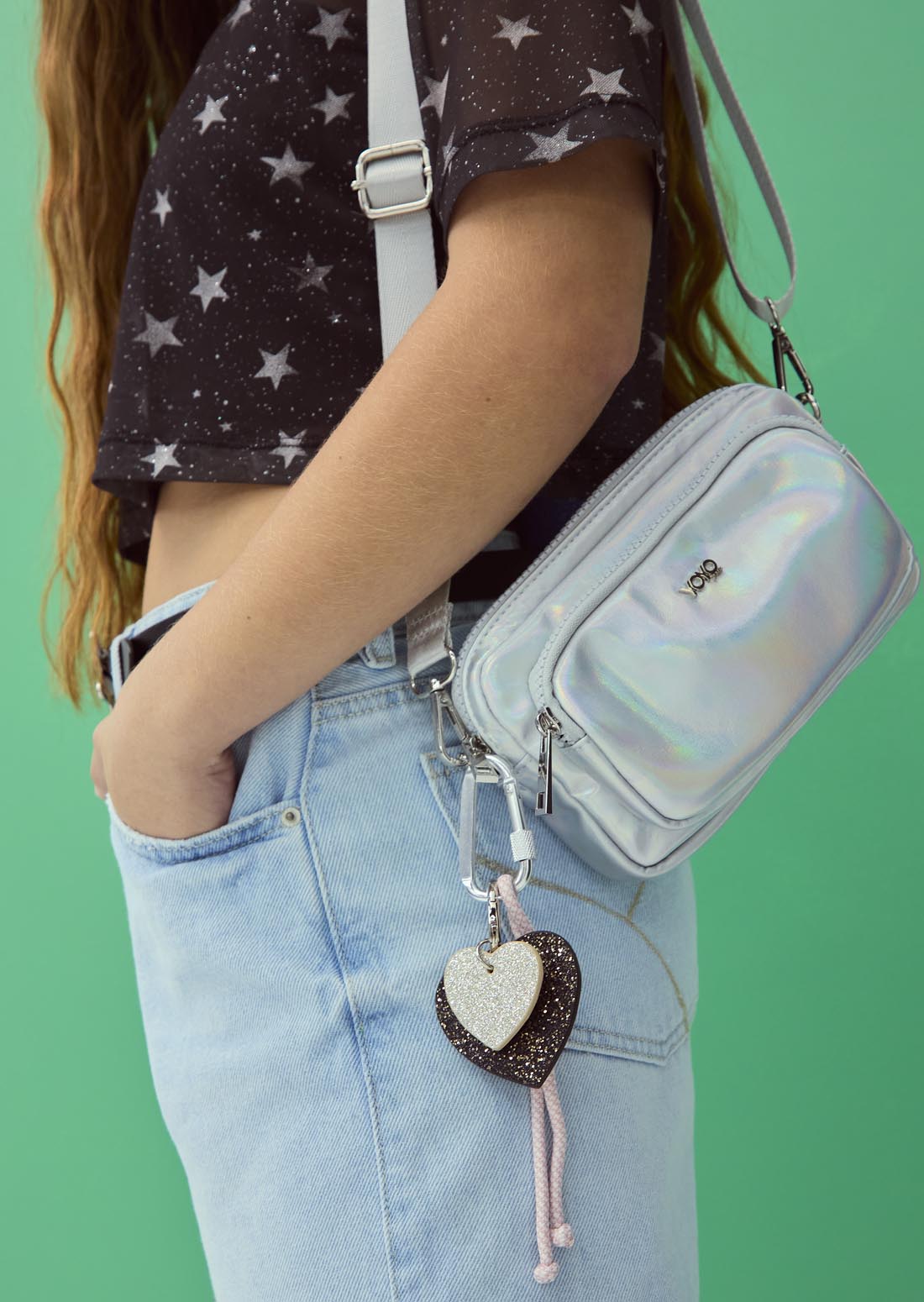 Bolso pequeño tornasol con accesorio