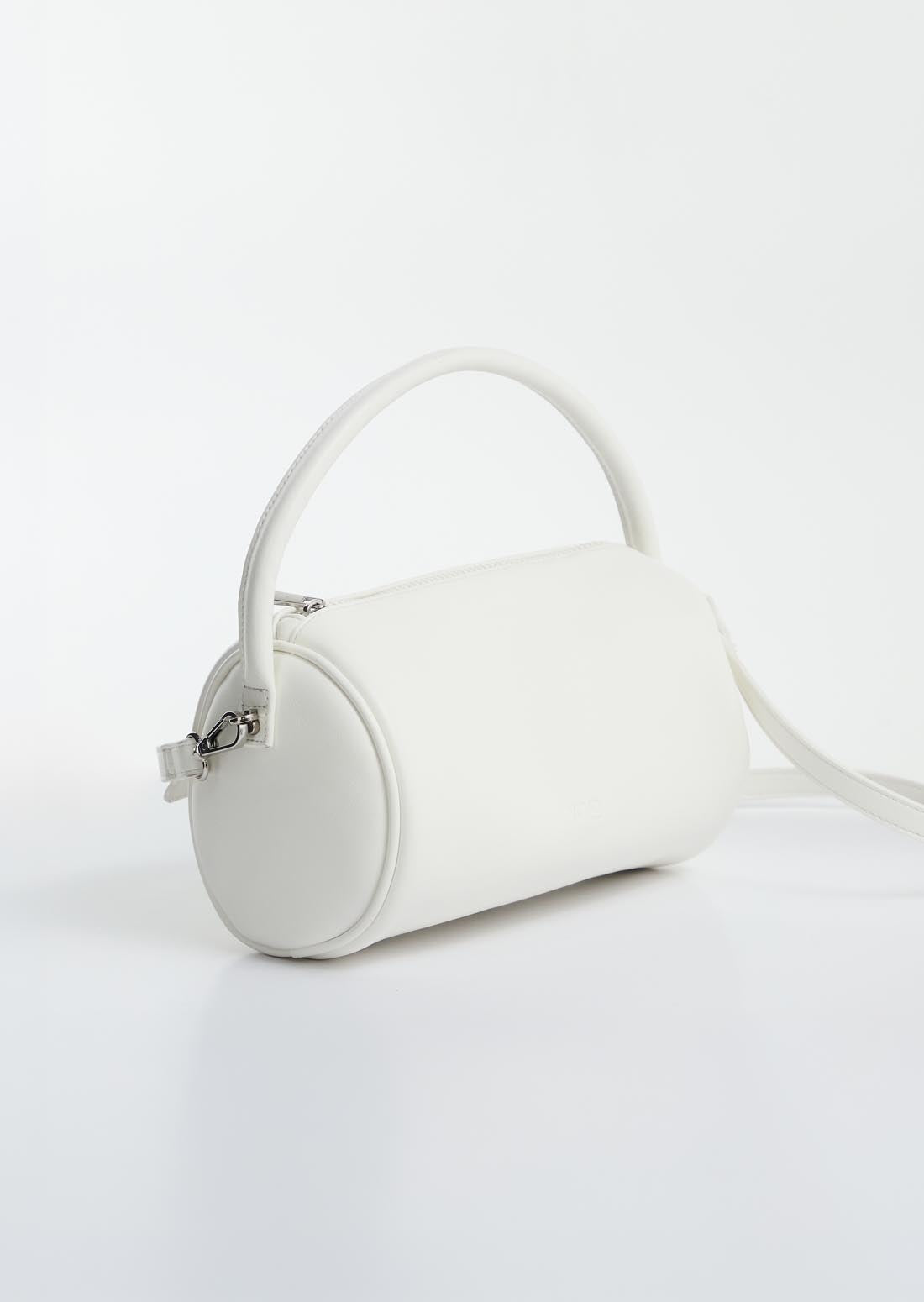 Bolso marfil en forma de cilindro para jóvenes