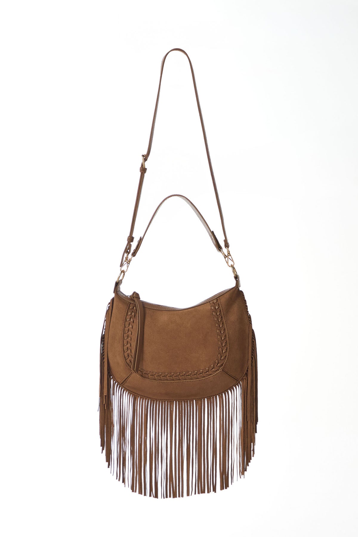 Bolso café oscuro con Flecos