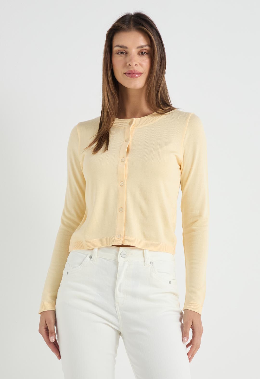 Buzo amarillo pastel tejido para mujeres