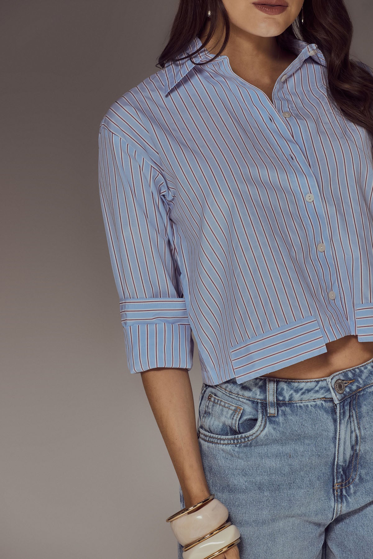 Camisa a rayas azul para mujer