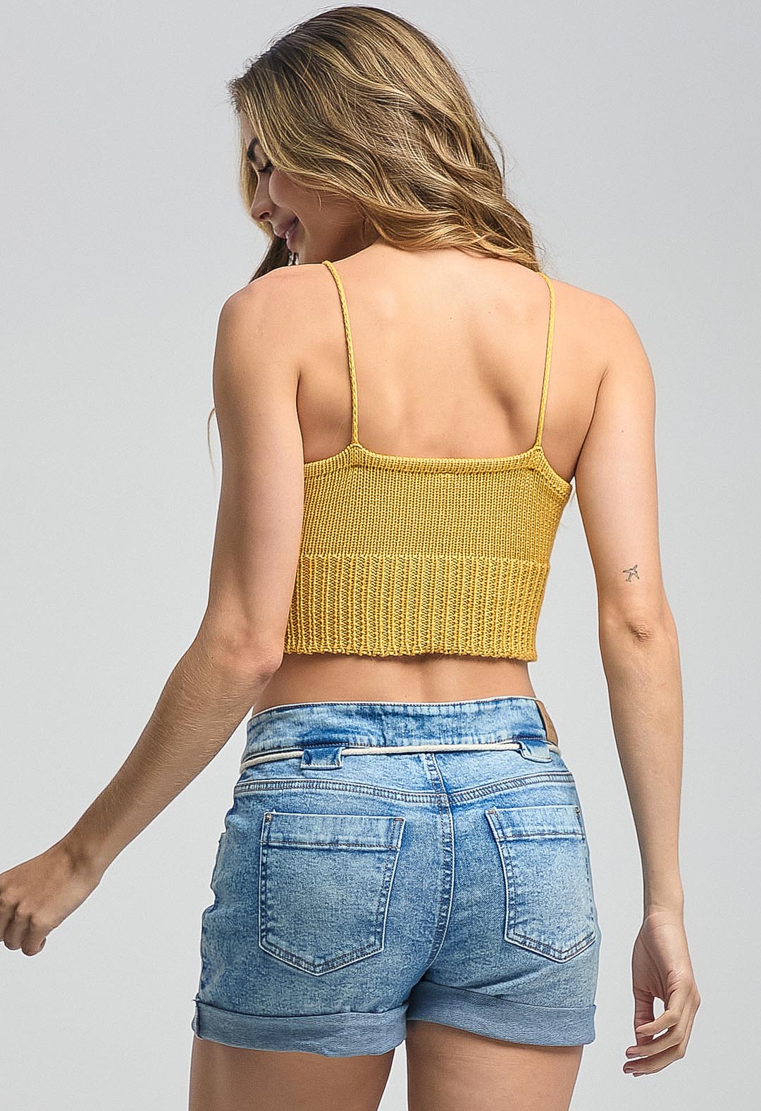 Camiseta mango tejida para mujeres