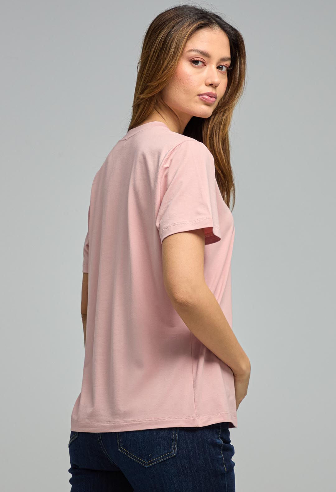 Camiseta palo de rosa estampada para mujeres