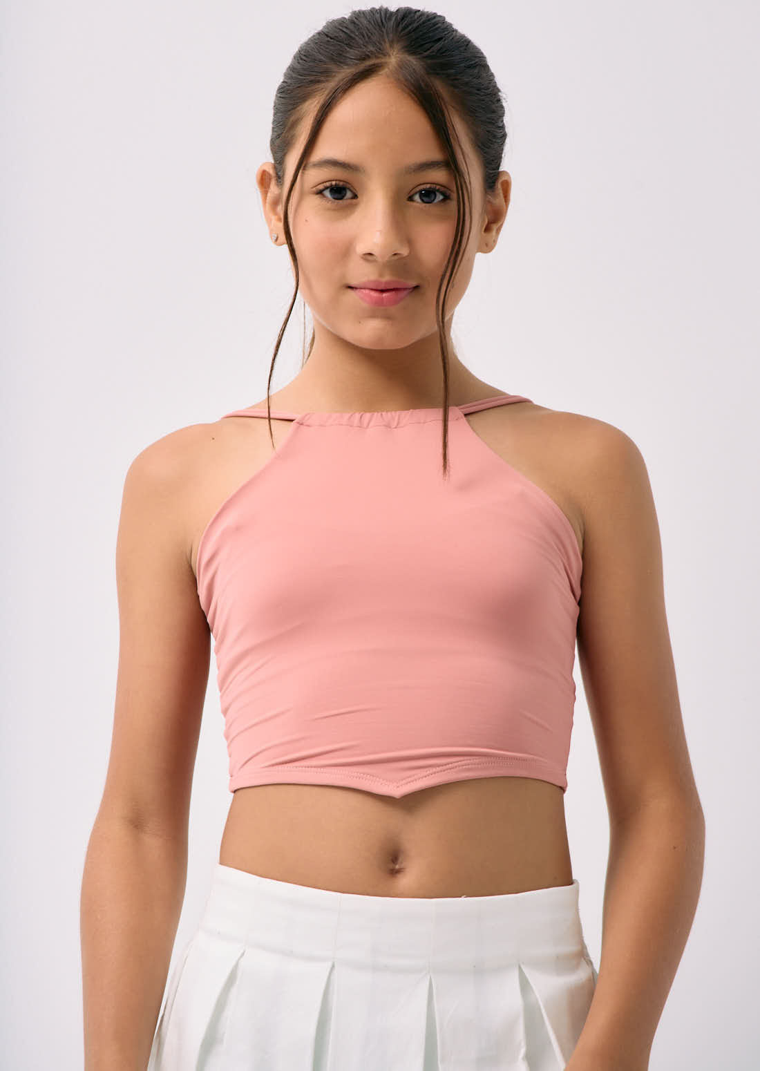 Camiseta melón con frente en punta para niñas