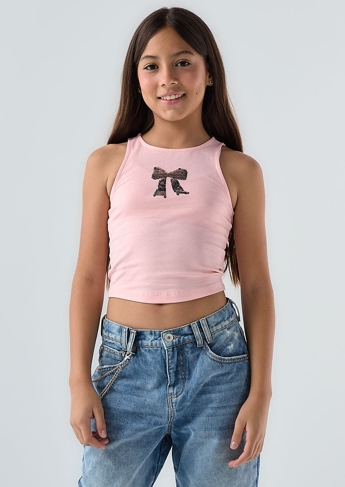 Camiseta mandarina frente estampado para niñas