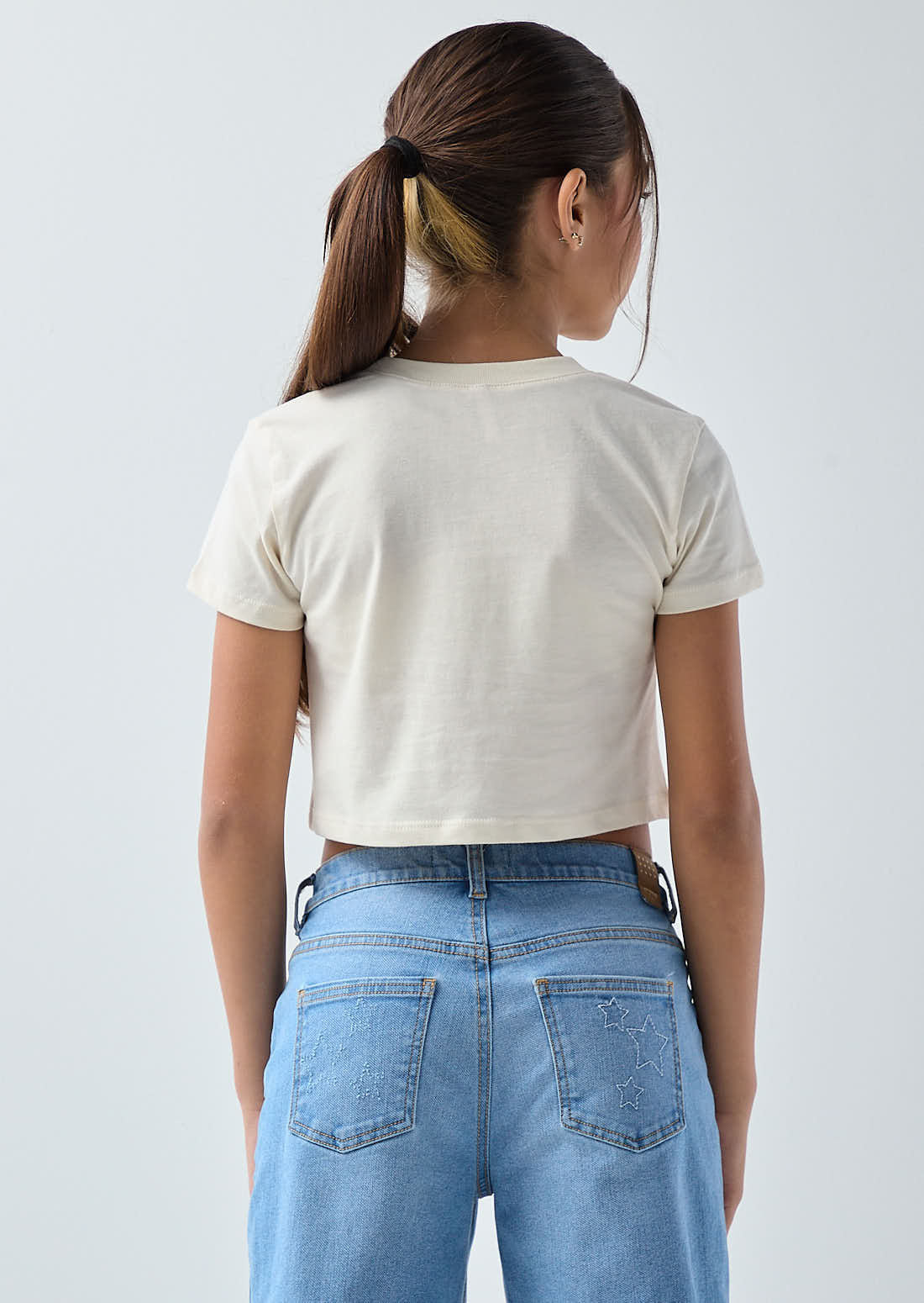 Camiseta marfil con taches niñas