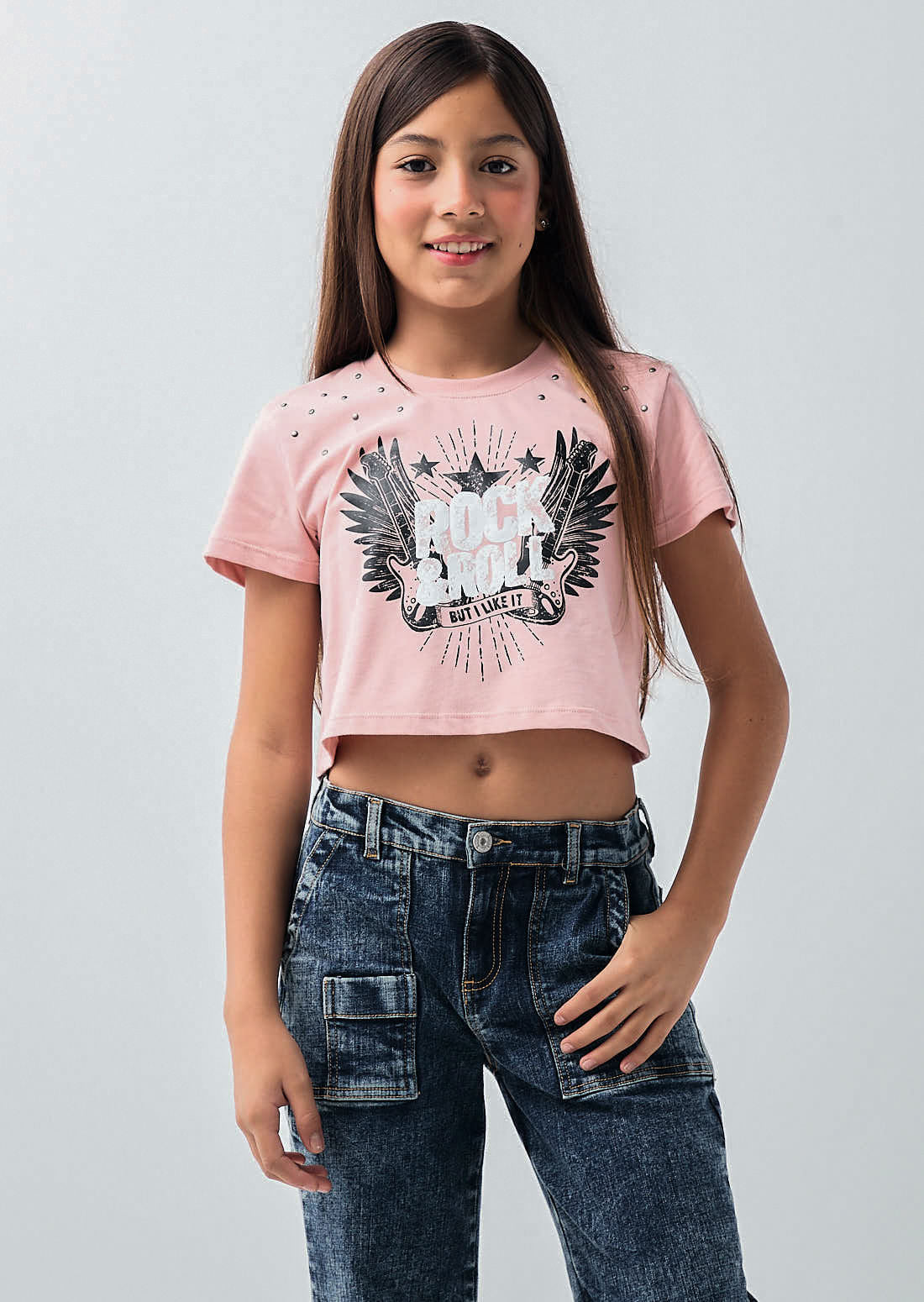 Camiseta palo de rosa con taches niñas