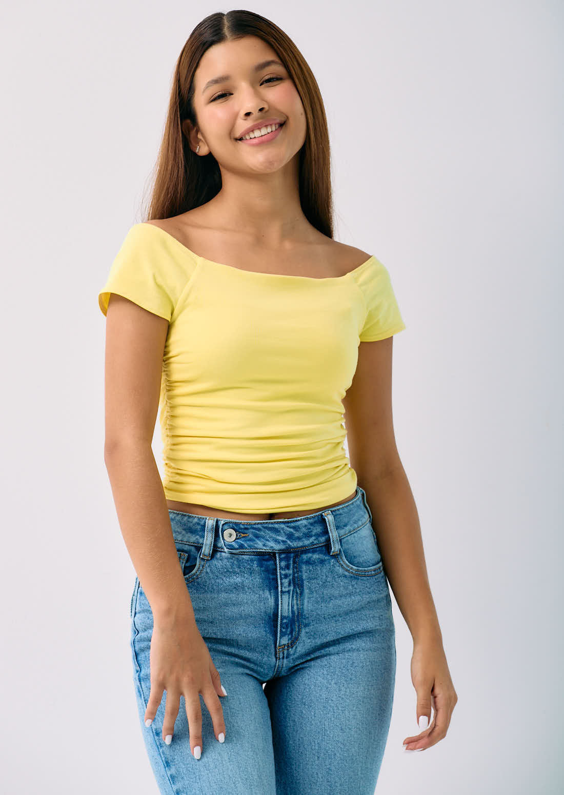 Camiseta verde lima con recogido para adolescentes