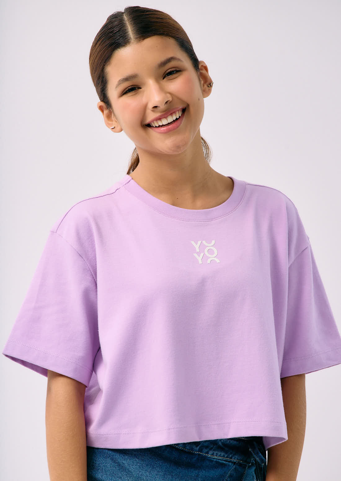 Camiseta mora frente estampado para jóvenes