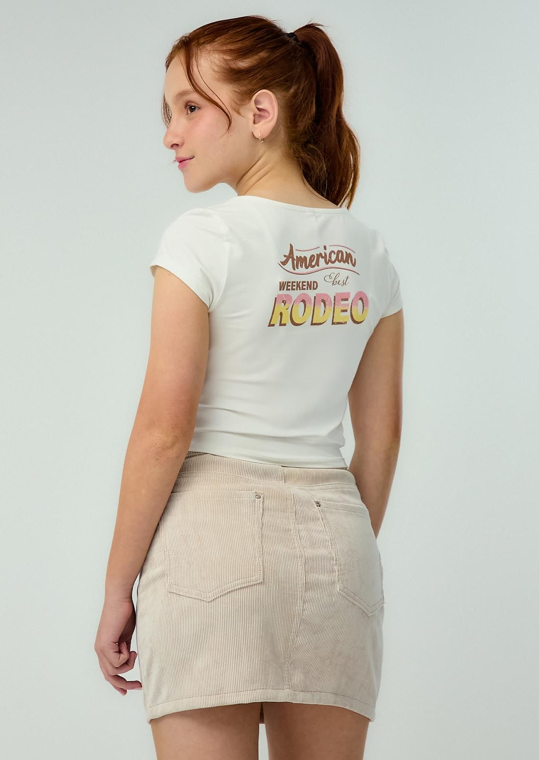 Camiseta marfil estampada para adolescentes