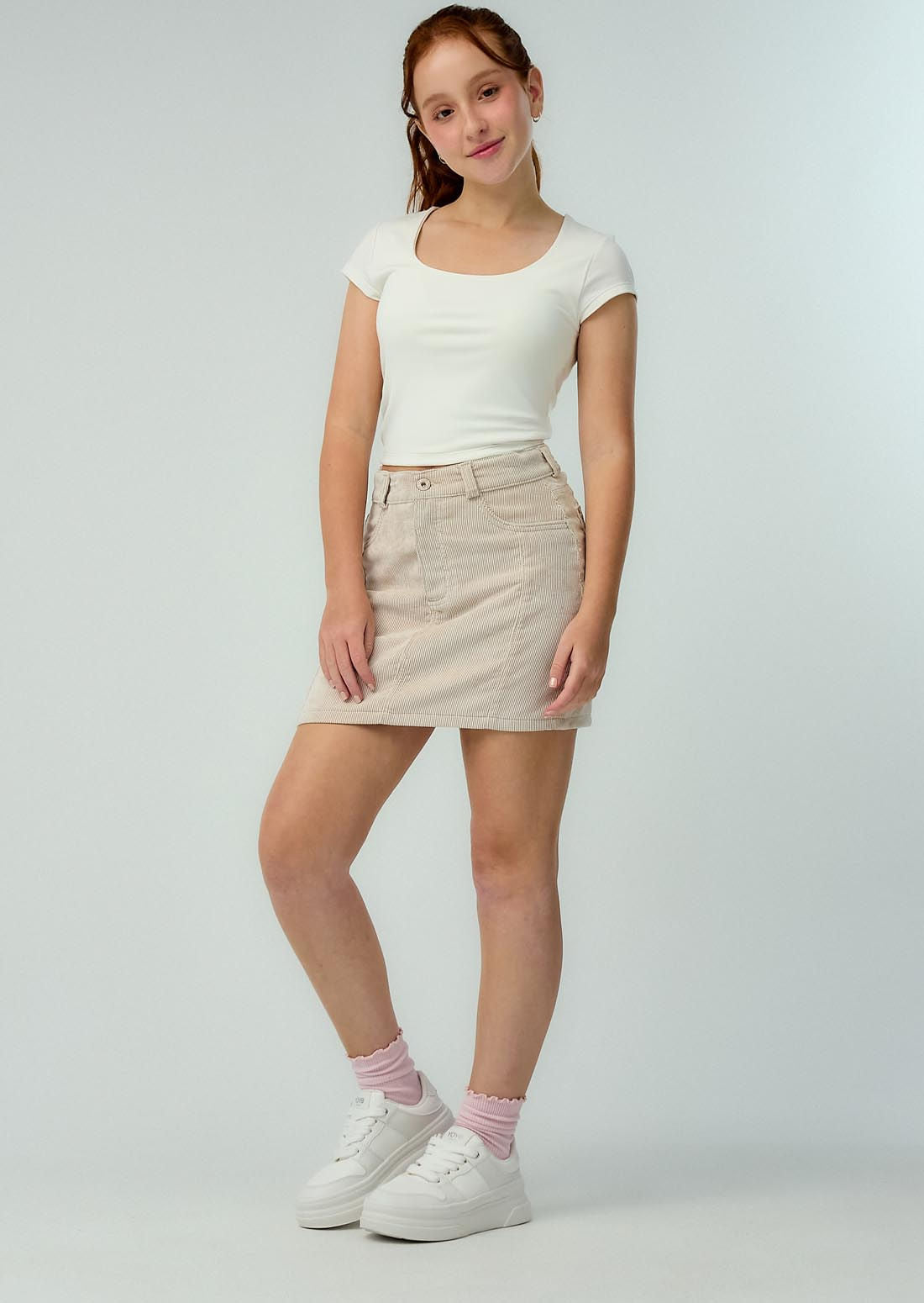 Camiseta marfil estampada para adolescentes