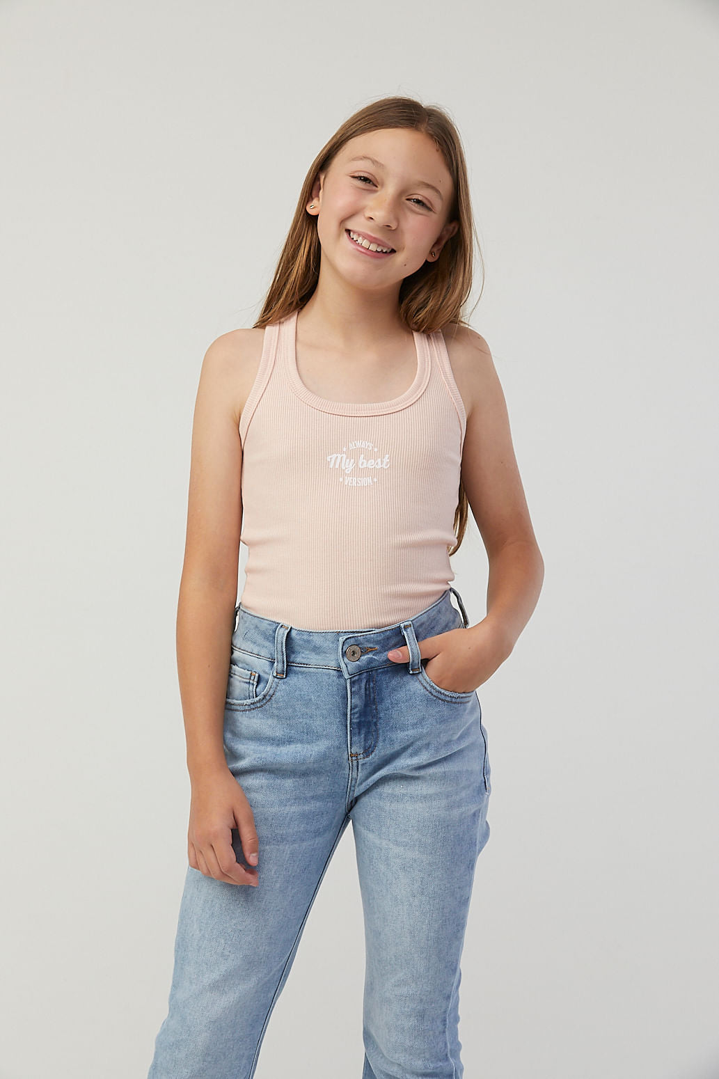 Camiseta melón pastel estampada en frente para niñas