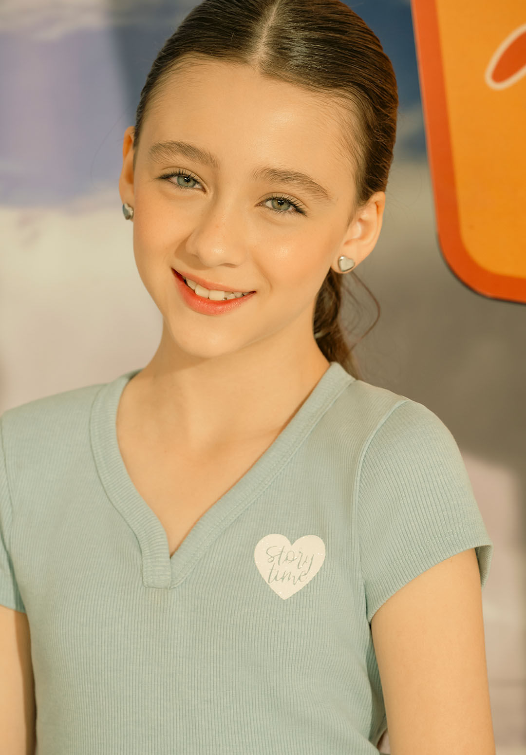 Camiseta azul turquesa estampada para niñas