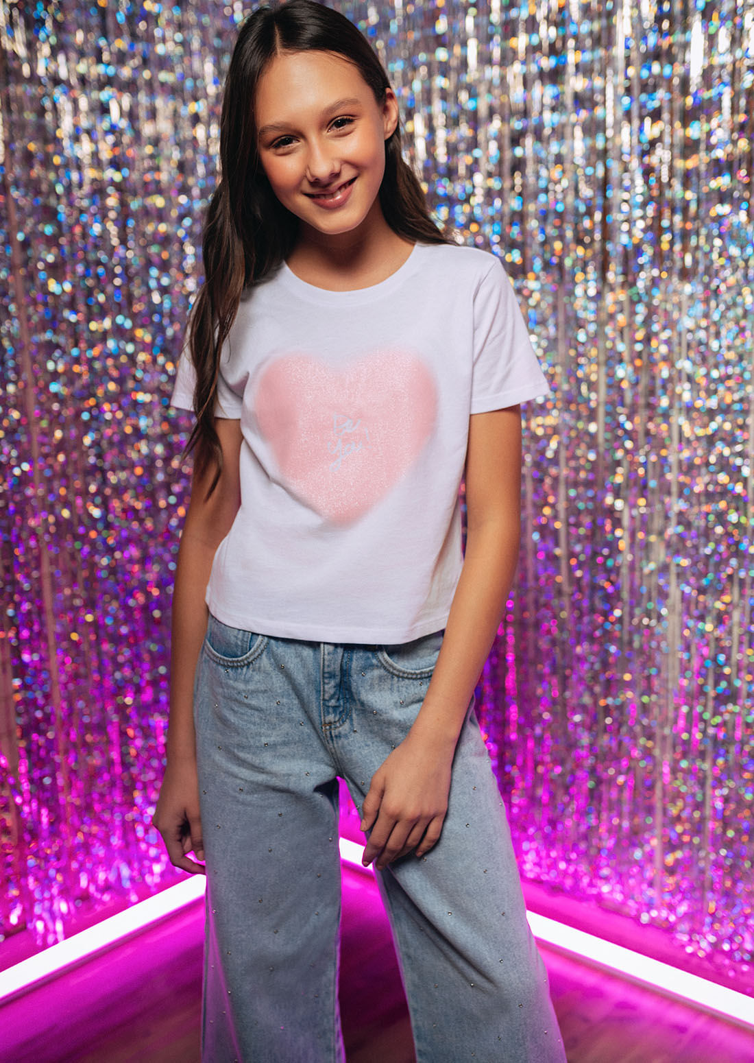 Camiseta blanca estampada para niñas