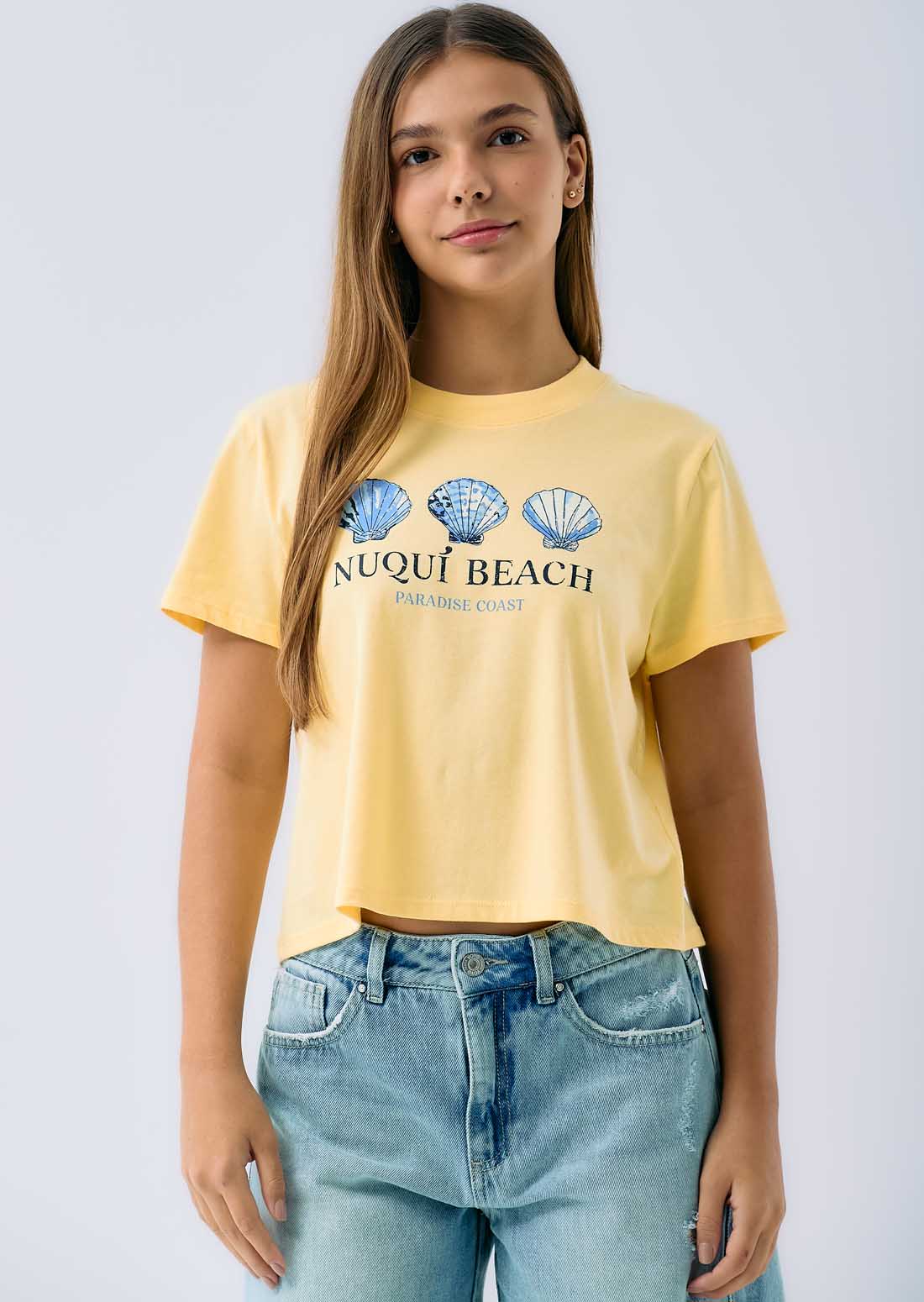 Camiseta champaña con estampado para adolescentes
