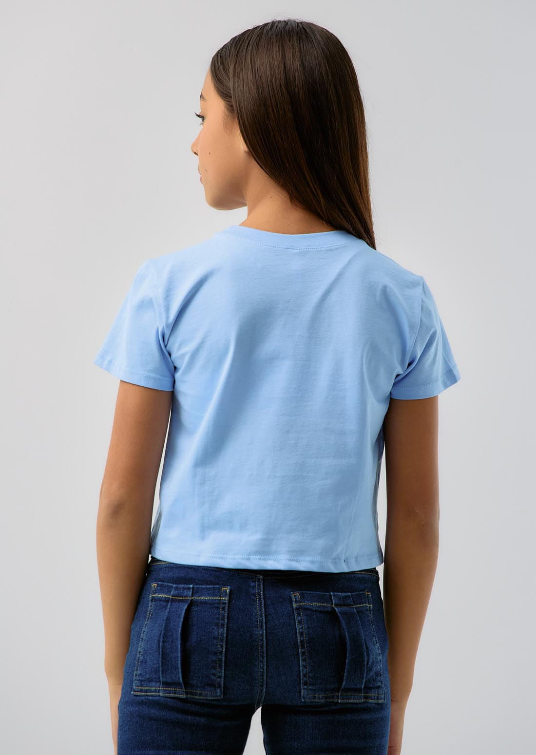 Camiseta azul claro estampada para niñas