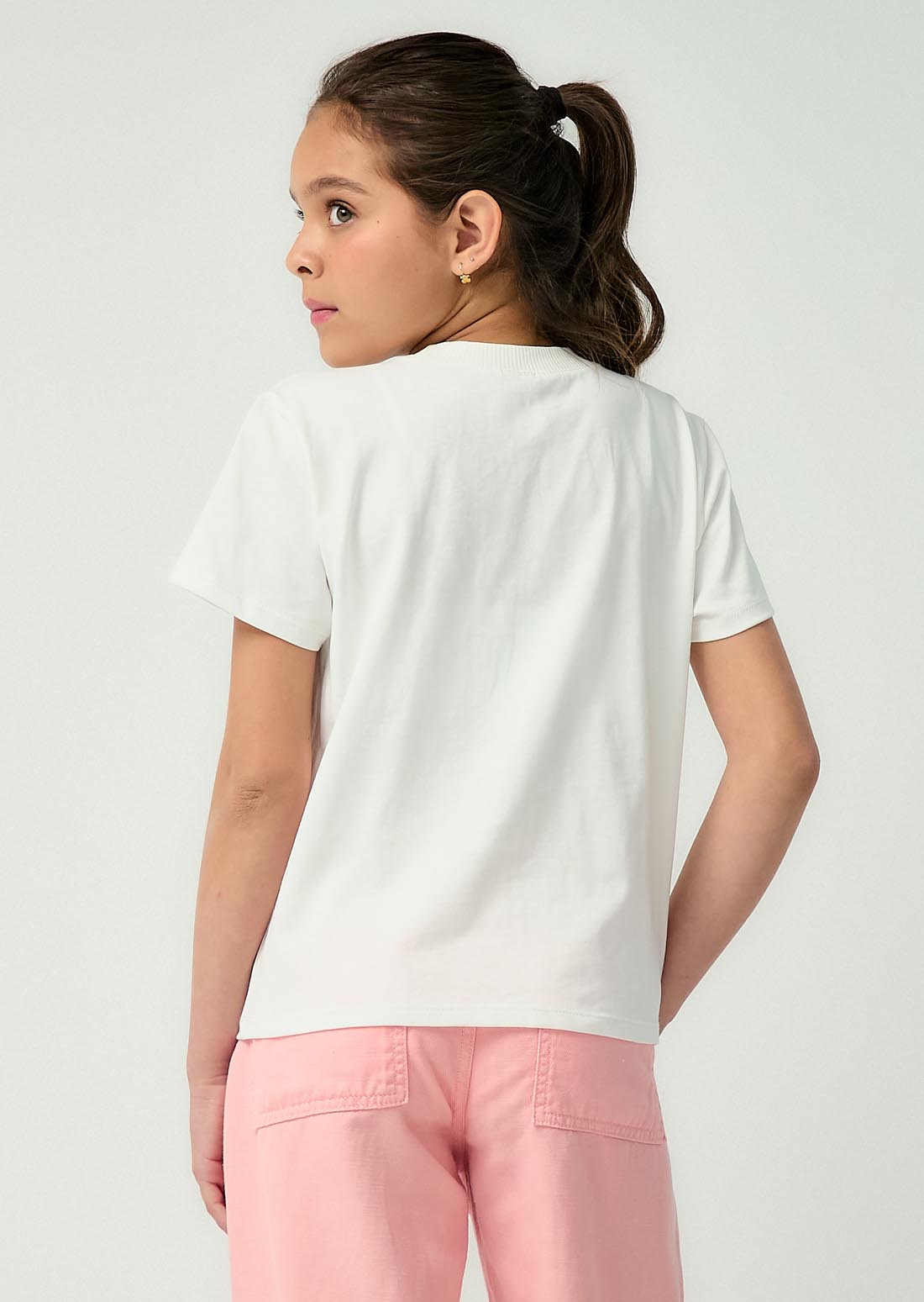 Camiseta marfil estampado para niñas