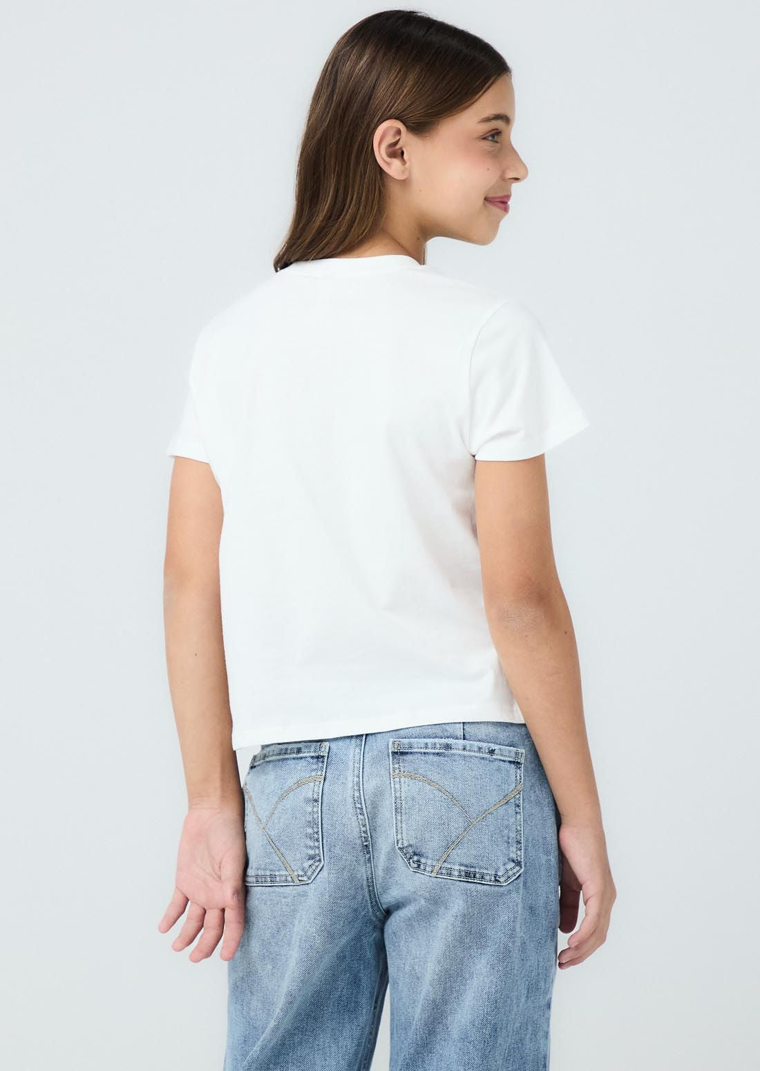 Camiseta marfil estampada para niñas