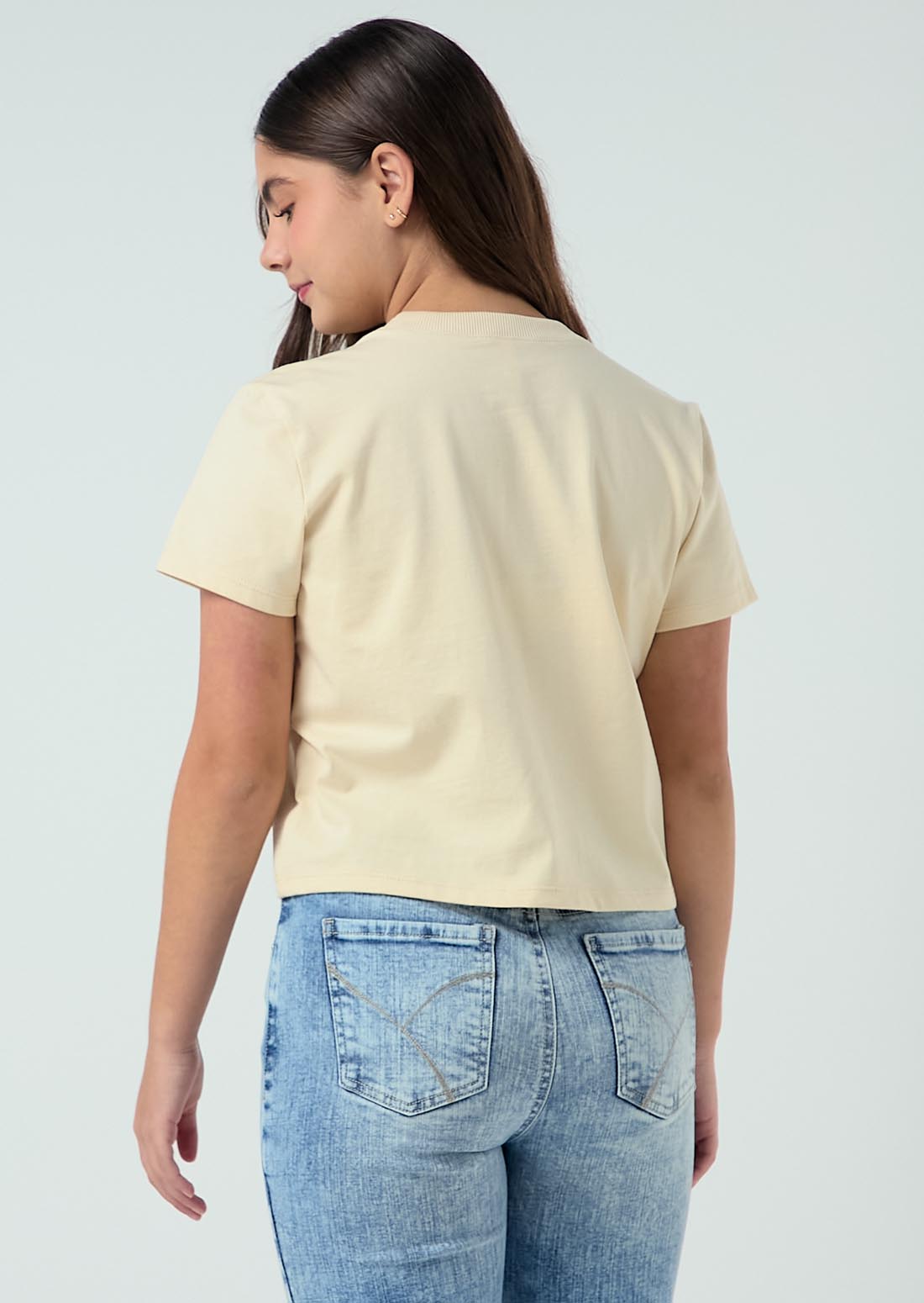 Camiseta beige estampada para jóvenes