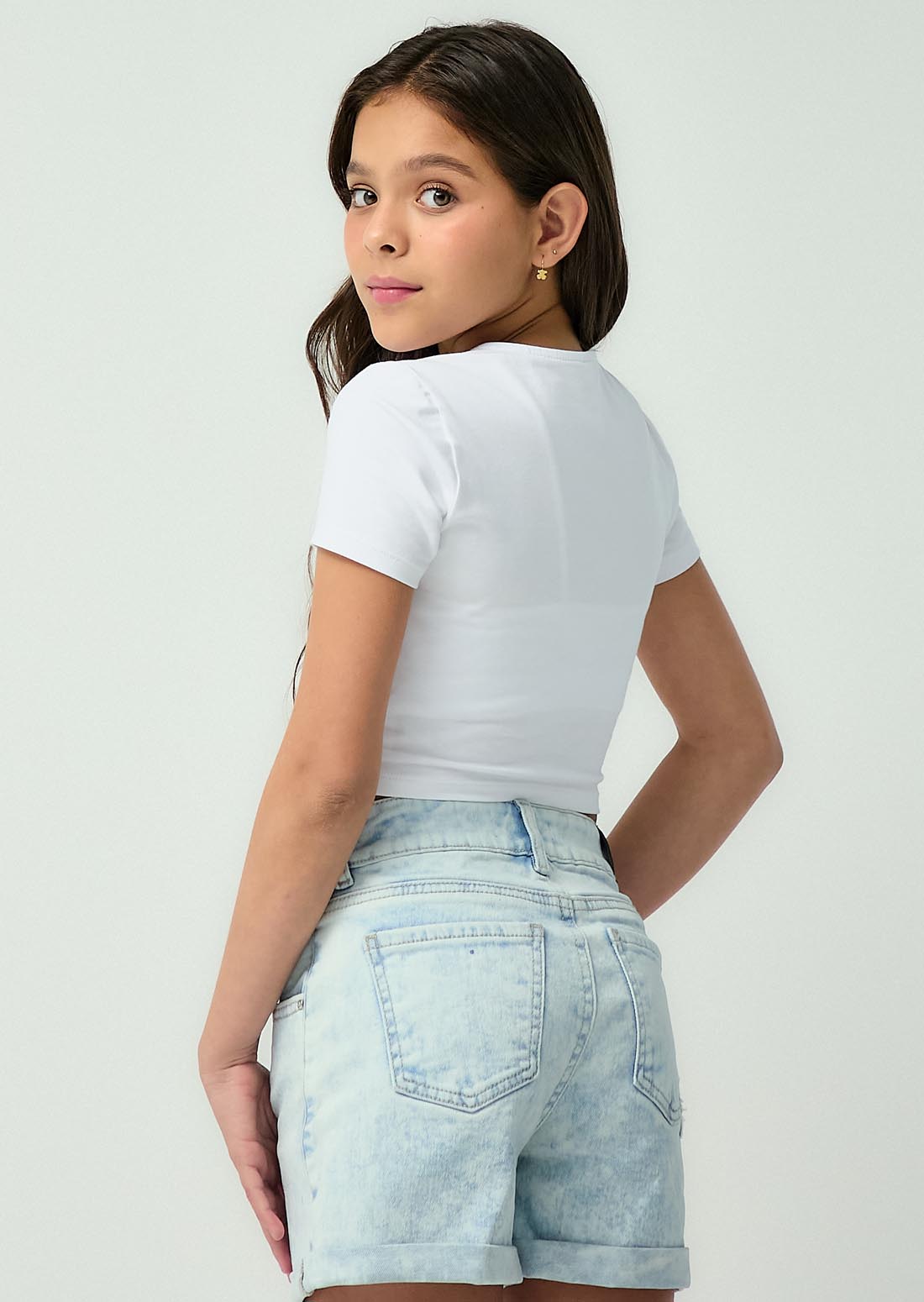 Camiseta blanca fondo entero para niñas