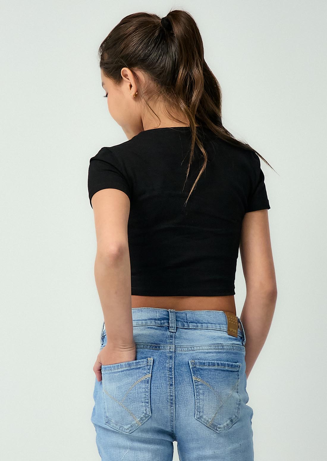 Camiseta negra fondo entero para niñas