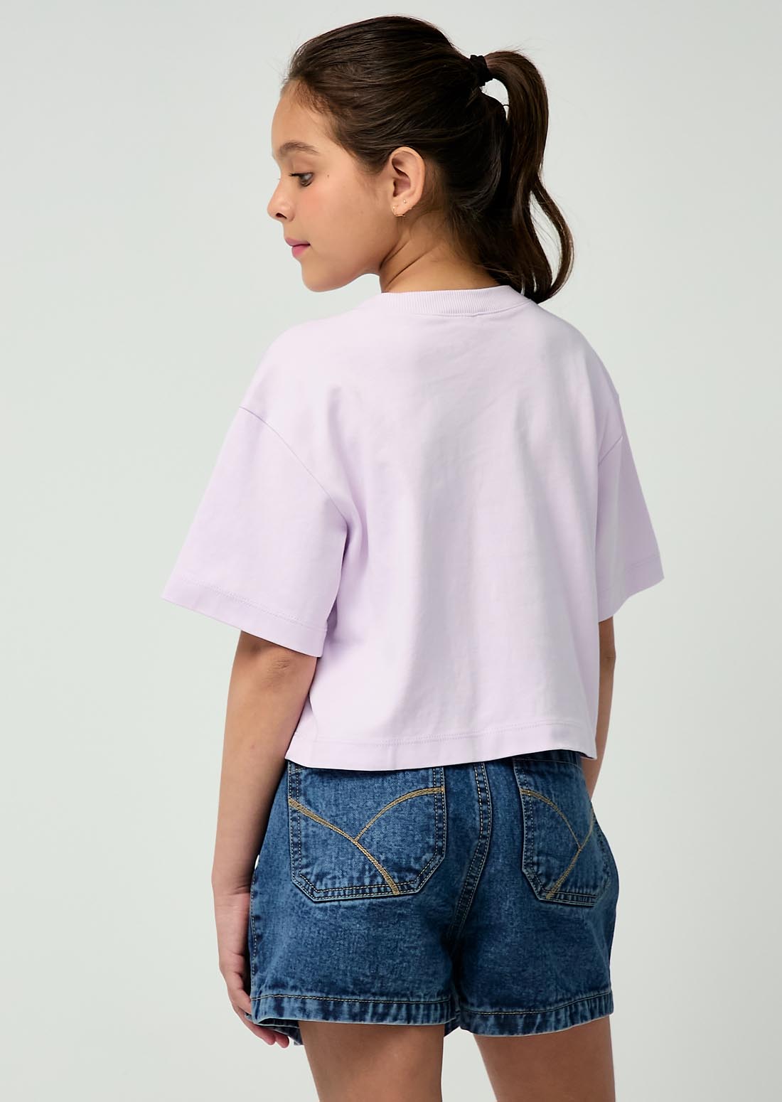 Camiseta lila claro fondo entero para niñas