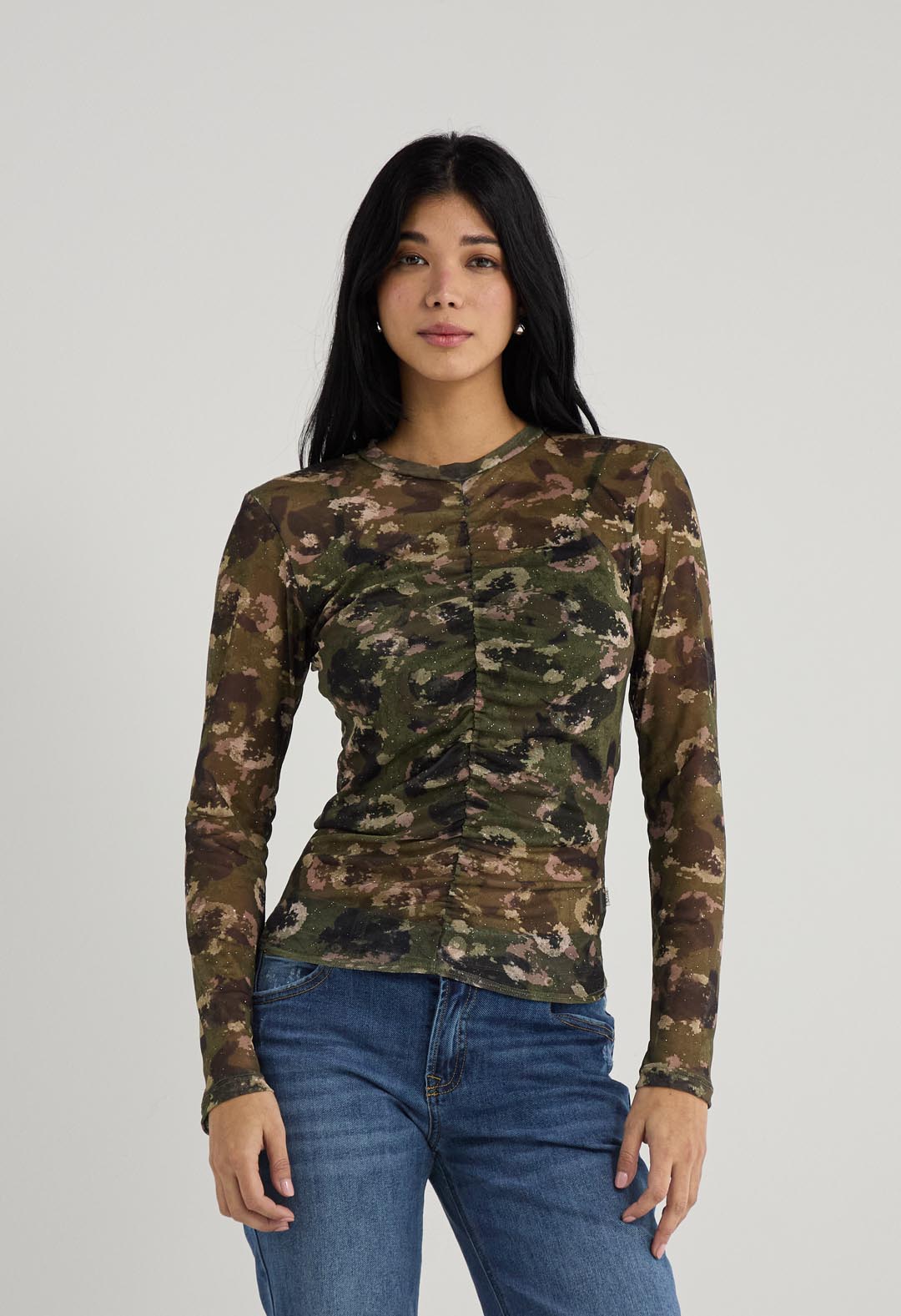 Camiseta verde en malla para mujer