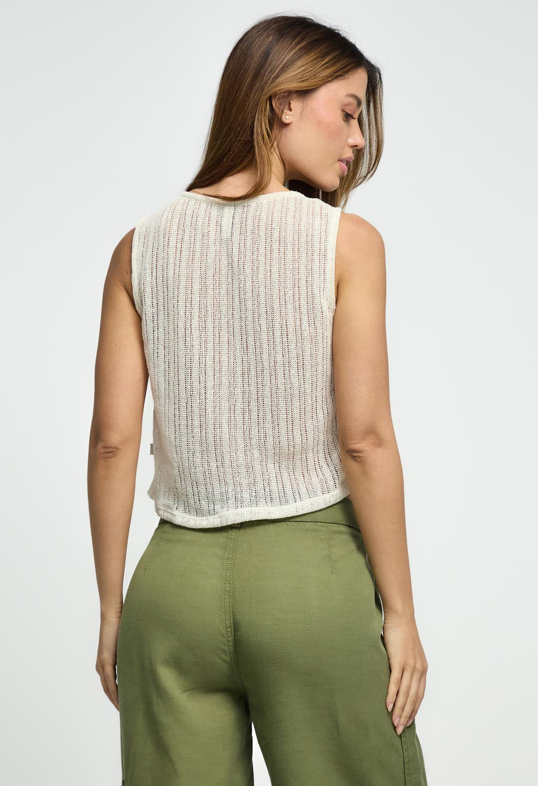 Camiseta marfil efecto tejido para mujeres